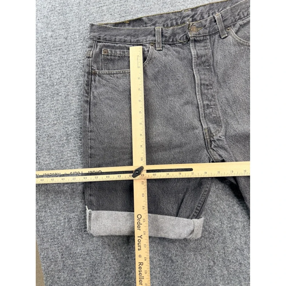 Vintage Levis 501 Mens 38 Black Denim Custom Cut Off Shorts USA Made Faded Gray
